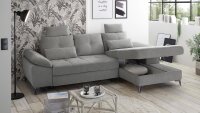 Ecksofa AUCKLAND Stoff grau Schlaffunktion und Bettkasten