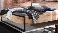 Futonbett DETROIT Bettgestell in Plankeneiche und Metall 180x200