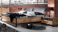 Schlafzimmer DETROIT Set 2 in Plankeneiche und Metall