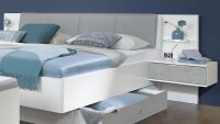 Futonbett VIRGO Bett weiß Beton lichtgrau mit LED...