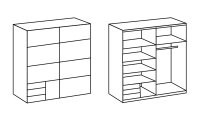 Schwebetürenschrank EMDEN Kleiderschrank Eiche graphit