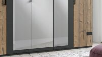 Kleiderschrank STOCKHOLM silver fir graphit mit Spiegel