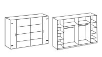 Schwebetürenschrank STOCKHOLM silver fir graphit 270 cm