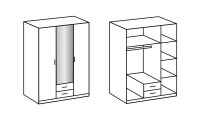 Kleiderschrank DUISBURG graphit Stahloptik Spiegel 135 cm