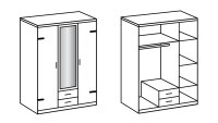 Kleiderschrank LIVERPOOL Schrank Eiche und graphit Spiegel