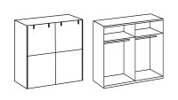 Schwebetürenschrank LIVERPOOL Schrank Eiche und graphit