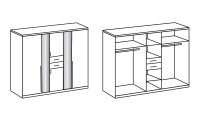 Kleiderschrank VANEA Schrank weiß graphit Spiegel 225 cm