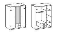 Kleiderschrank CORK Plankeneiche graphit industrial 135 cm