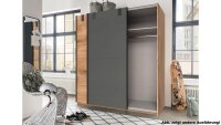 Schwebetürenschrank CARDIFF Eiche graphit Spiegel 135 cm