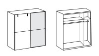 Schwebetürenschrank CARDIFF Eiche graphit Spiegel 135 cm