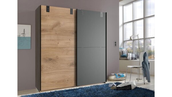 Schwebetürenschrank CARDIFF Eiche graphit 180 cm