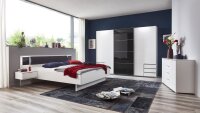 Schlafzimmer VALENCIA 4-tlg. weiß Glas grey graphit LED