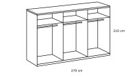 Schweber Malmö 3-trg. Plankeneiche graphit 270 cm 4 Spiegelfelder