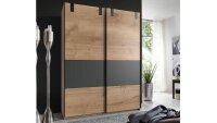 Schwebetürenschrank DUBLIN Plankeneiche graphit 135 cm