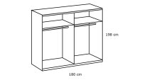 Schwebetürenschrank DUBLIN Plankeneiche graphit 180 cm