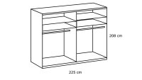 Schwebetürenschrank ALTONA 2-trg. graphit Glas grey 225 cm