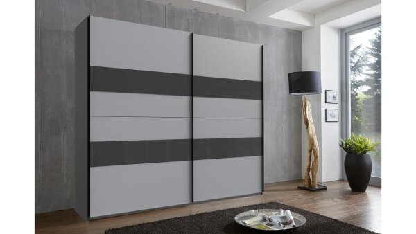 Schwebetürenschrank ALTONA 2-trg. light grey Glas 225 cm