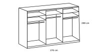 Schwebetürenschrank ALTONA 2-trg. weiß Glas grey 270 cm