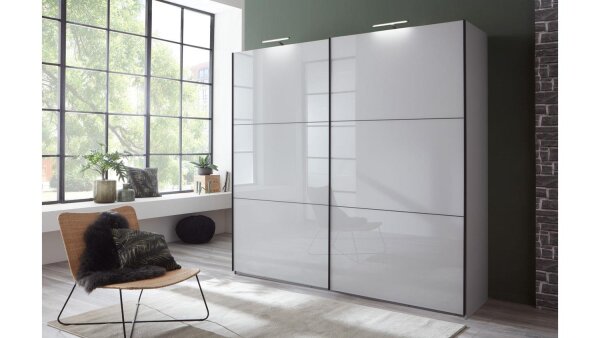 Schwebetürenschrank SEOUL 2-trg. Glas light grey 200 cm