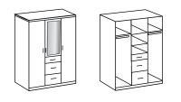 Kleiderschrank CLICK Schrank weiß Dekor Spiegel 135 cm