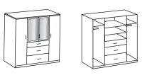 Kleiderschrank CLICK Schrank weiß Dekor Spiegel 179 cm