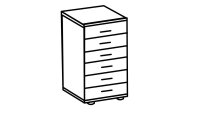 Kommode CLICK Schrank weiß Dekor 6 Schubkästen 46 cm