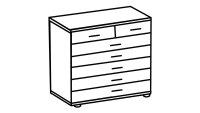 Kommode CLICK Schrank weiß Dekor 7 Schubkästen 90 cm