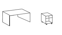 Schreibtisch CINDY 2 weiß rosé Bürotisch inkl. Rollcontainer 140