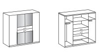 Kleiderschrank DENNIS weiß Carbon-Oak Spiegel 180 cm