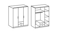 Kleiderschrank KIEL weiß 3-türig mit Schubkästen 135 cm breit