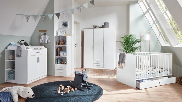 Babyzimmer KIEL Kinderzimmer Set groß modern weiß 6-teilig