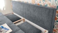 Schlafsofa MILA LUX.3DL Stoff anthrazit inkl. Bettkasten 208