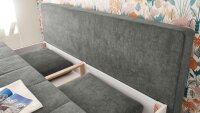 Schlafsofa MILA LUX.3DL Stoff stone grau inkl. Bettkasten 208