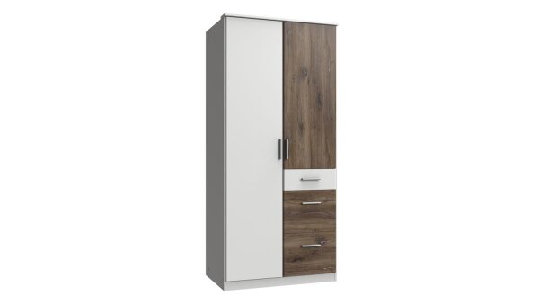 Kleiderschrank JOKER Weiß Flagstaff Eiche Breite 91 cm