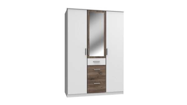 Kleiderschrank JOKER Weiß Flagstaff Breite 135 cm Spiegel