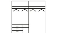 Schwebetürenschrank LEVEL 36 weiß Plankeneiche 3 Schubkasten 200 cm