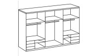 Schwebetürenschrank LEVEL 36 weiß Spiegeltür 3 Schubkasten 300 cm