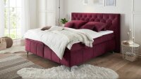 Boxspringbett PEMBROKE Bett burgund inkl. Topper 180x200