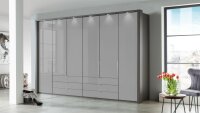 Kleiderschrank LOFT Schrank grau Glas Gleittür 300 cm