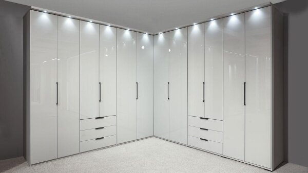 Eckschrank MONACO Kleiderschrank in weiß Glas 357x357 cm