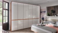 Kleiderschrank BARCELONA Champagner Glas und Eiche 300 cm