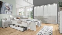 Schlafzimmer Set SHANGHAI weiß und Kieselgrau mit Glas 4-tlg