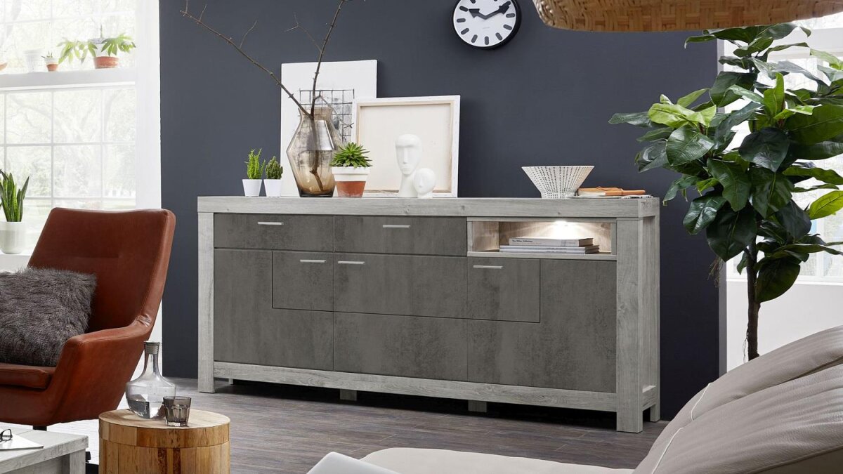 Kommode shops Sideboard GRANADA hellgrau / schwarz