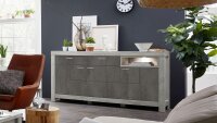 Sideboard GRANADA Haveleiche Betonoxid dunkel LED