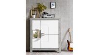 Highboard GRANADA Haveleiche weiß Lack-Laminat mit LED