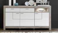 Sideboard GRANADA Haveleiche weiß supermatt inkl. LED