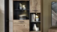 Wohnwand ANABEL Haveleiche cognac graphit Industrial Style