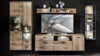 Wohnwand ANABEL Haveleiche cognac graphit Industrial Style