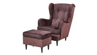 Sessel OMADO 2 Fernsehsessel Ohrensessel Stoff aubergine