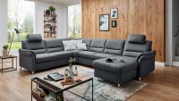 Wohnlandschaft DAKAR U-Sofa in Stoff grau Kaltschaum